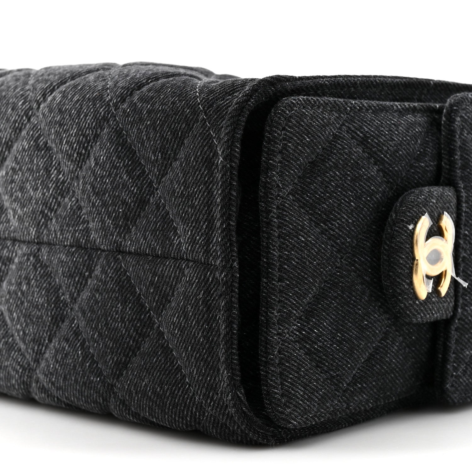 Washed Denim Quilted Mini CHNL 25 Handbag Black