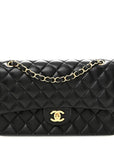 Lambskin Quilted Medium Double Flap Black