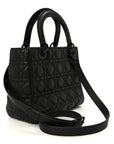 Ultra Matte Calfskin Cannage Medium Lady D1OR Black