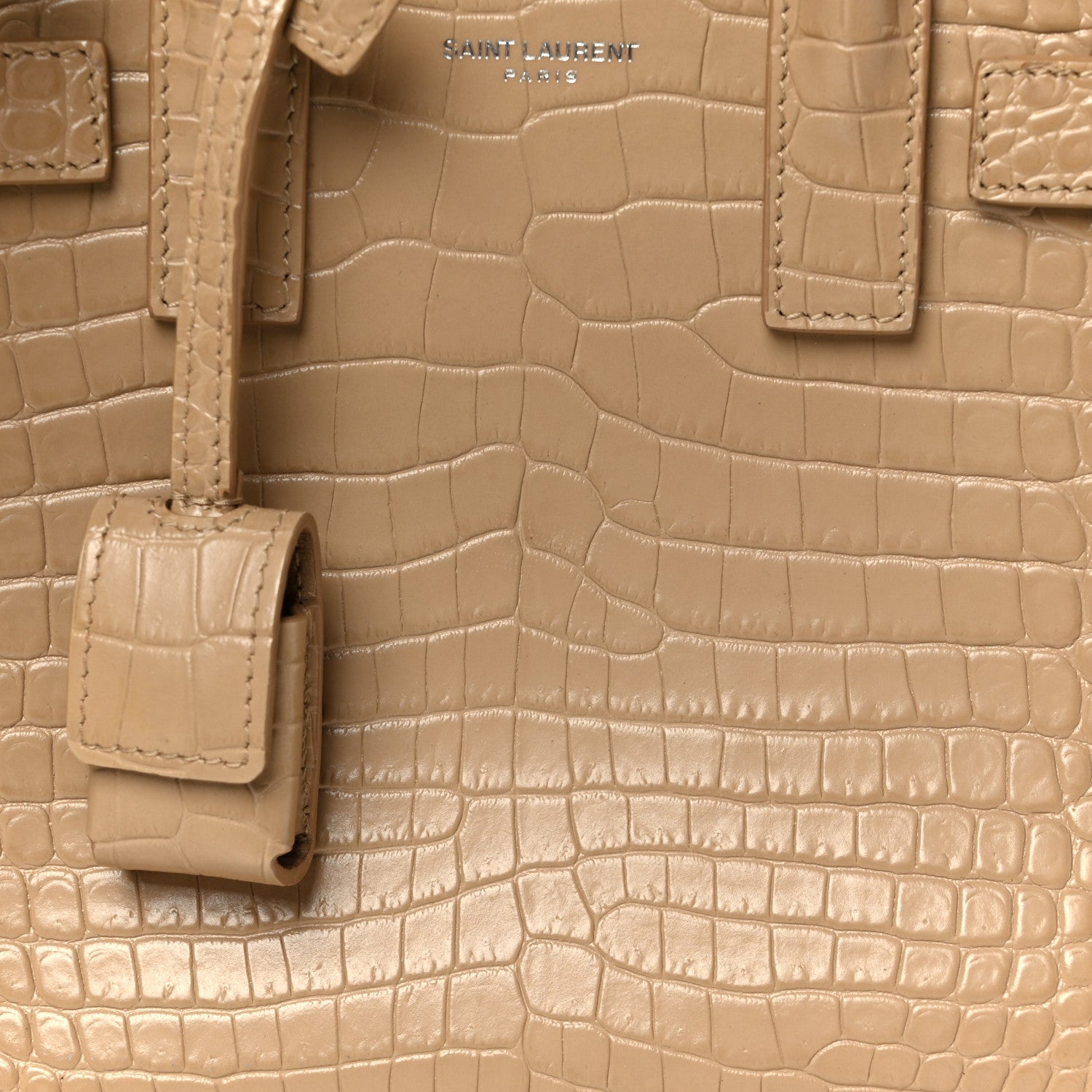 Calfskin Crocodile Embossed Nano Sac De Jour Brown