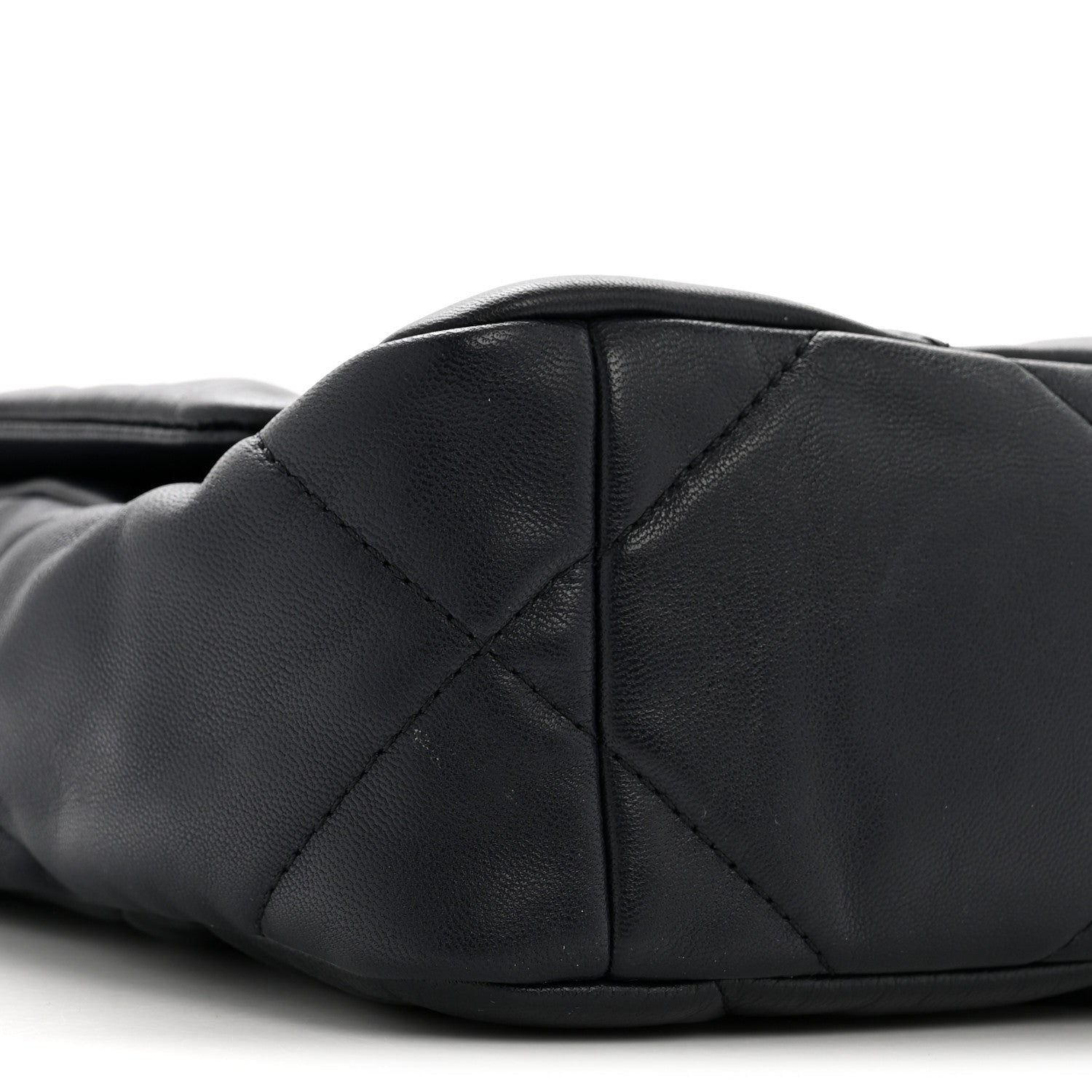 Goatskin Quilted Medium CHNL 19 Flap Navy Blue
