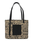 Raffia Small Square Basket Tote Bag Black Natural