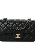 Lambskin Quilted Mini Rectangular Flap Black