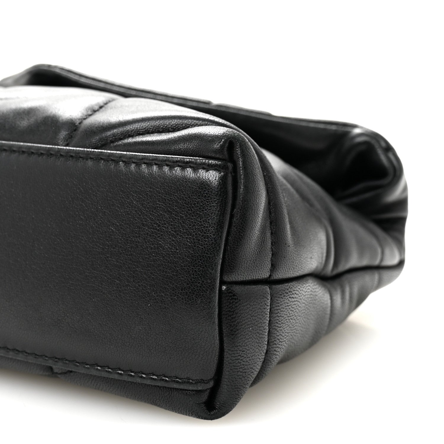 Lambskin Quilted Toy Loulou Puffer Monogram Chain Satchel Black