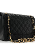 Caviar Quilted Jumbo Double Flap Black