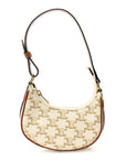 Canvas Calfskin Mini Ava Triomphe Shoulder Bag White