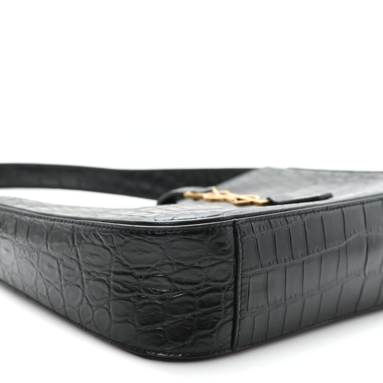 Calfskin Crocodile Embossed LE 5 A 7 Hobo Black