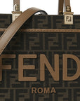 Fabric Jacquard FF 1974 Logo Small FNDI Sunshine Shopper Tote Tobacco Moro Sand