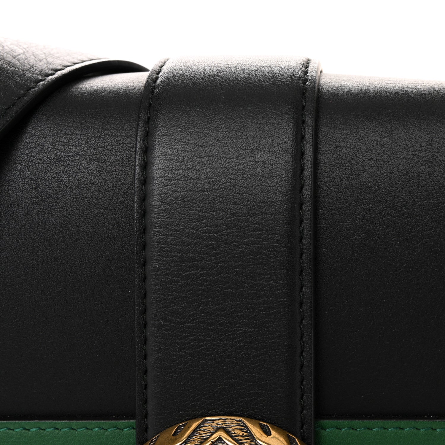 Moon Calfskin Web Large Dionysus Bamboo Top Handle Bag Black Bright Evergreen Hibiscus Red
