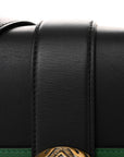 Moon Calfskin Web Large Dionysus Bamboo Top Handle Bag Black Bright Evergreen Hibiscus Red
