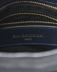 Chevre Gold Metallic Edge Hardware Mini City  Bleu Nuit Dark Sea