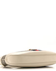 GG Supreme Monogram Azalea Calfskin Web Small Jackie 1961 Hobo Beige Ebony Mystic White