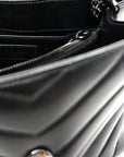 Calfskin Y Quilted Monogram Monochrome Small Loulou Chain Satchel Black