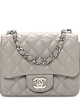 Lambskin Quilted Mini Square Flap Grey