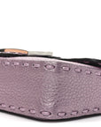 Metallic Cuoio Roma Sellerissima Nappa Sintetica Tape Stitch Mini Baguette Rosa Placca Argento