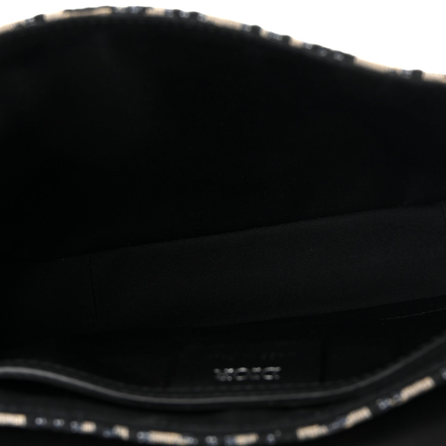Oblique Jacquard Grained Calfskin Small Saddle Messenger Bag Beige Black