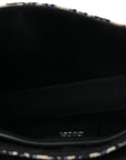 Oblique Jacquard Grained Calfskin Small Saddle Messenger Bag Beige Black