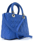 Lambskin Cannage Medium Lady D1OR Blue Persan