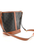 Triomphe Canvas Calfskin Small Bucket Bag Tan