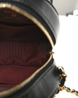 Lambskin Quilted Round Clutch With Chain Black