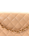 Caviar Quilted Medium Double Flap Beige