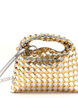Metallic Lambskin Intrecciato Mini Hop Silver Gold