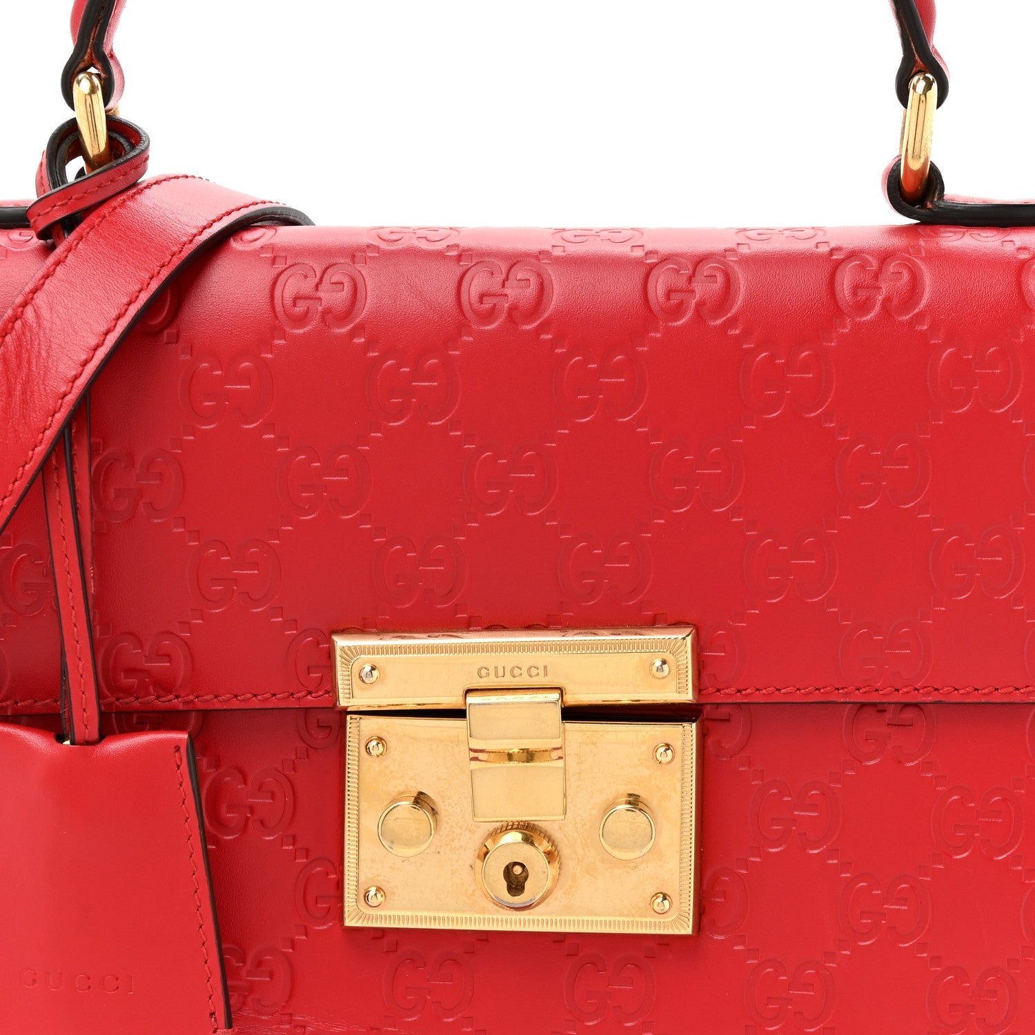 GCCIssima Signature Small Padlock Top Handle Bag Hibiscus Red