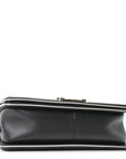 Calfskin Quilted Medium Boy Top Handle Flap Black