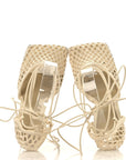 Mesh Nappa Stretch Ankle Tie Sandals 36 Toile
