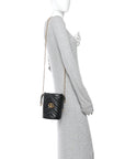 Calfskin Matelasse Mini GG Marmont 2.0 Bucket Bag Black