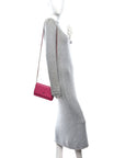 Lambskin Quilted Wallet On Chain WOC Dark Pink