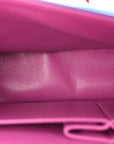 Lambskin Quilted Medium Double Flap Blue Pink