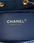 Washed Denim Quilted Mini CHNL 25 Handbag Blue