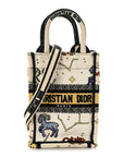 Canvas Embroidered Pixel Zodiac Mini Book Tote Phone Bag Latte Multicolor
