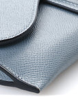 Grained Calfskin Saddle Chain Pouch Cloud Blue