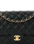 Caviar Quilted Medium Double Flap Black
