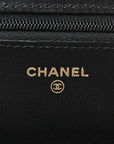 Lambskin Quilted Wallet On Chain WOC Black