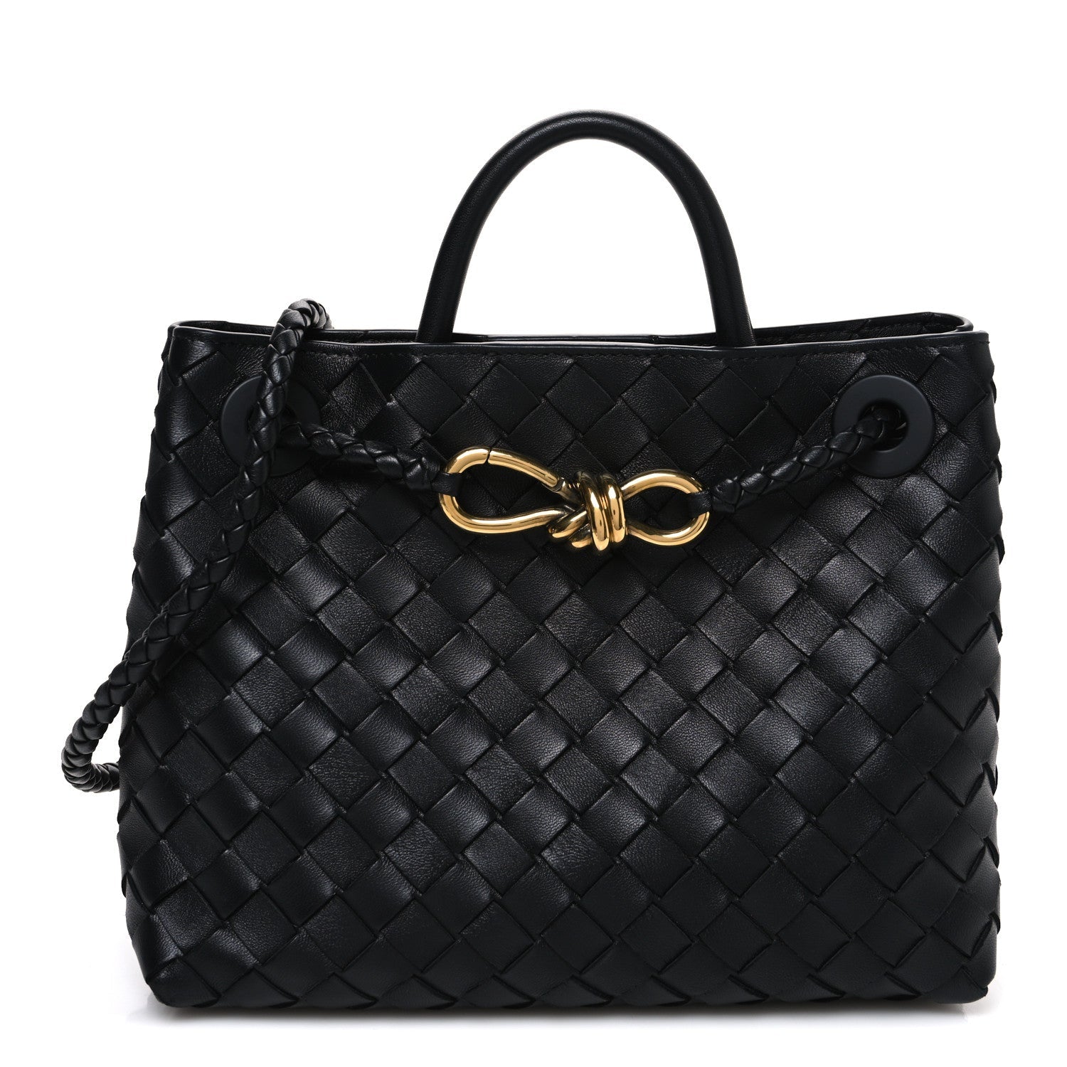 Nappa Intrecciato Small Andiamo Shoulder Bag Black