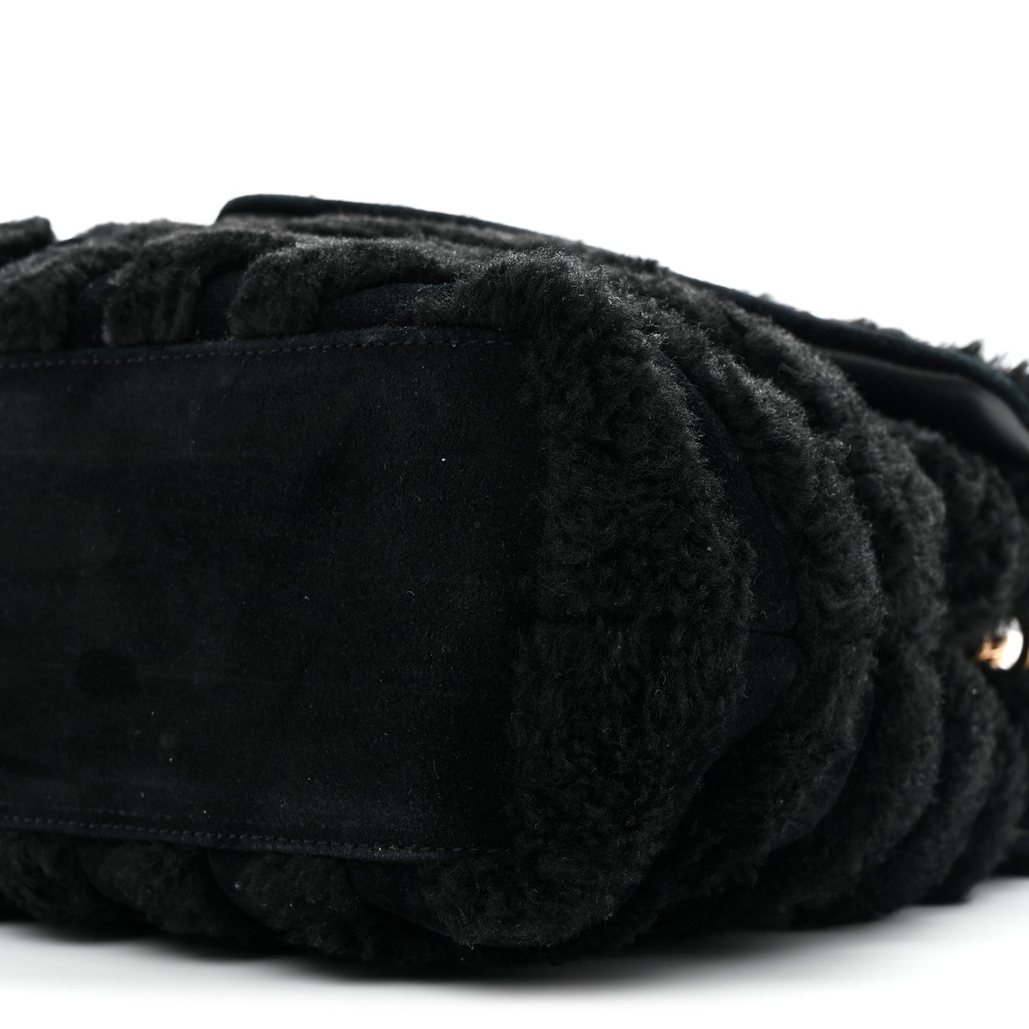 Shearling Y Quilted Monogram Medium Loulou Chain Satchel Black