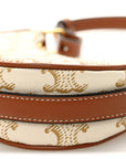 Canvas Calfskin Mini Ava Triomphe Shoulder Bag White