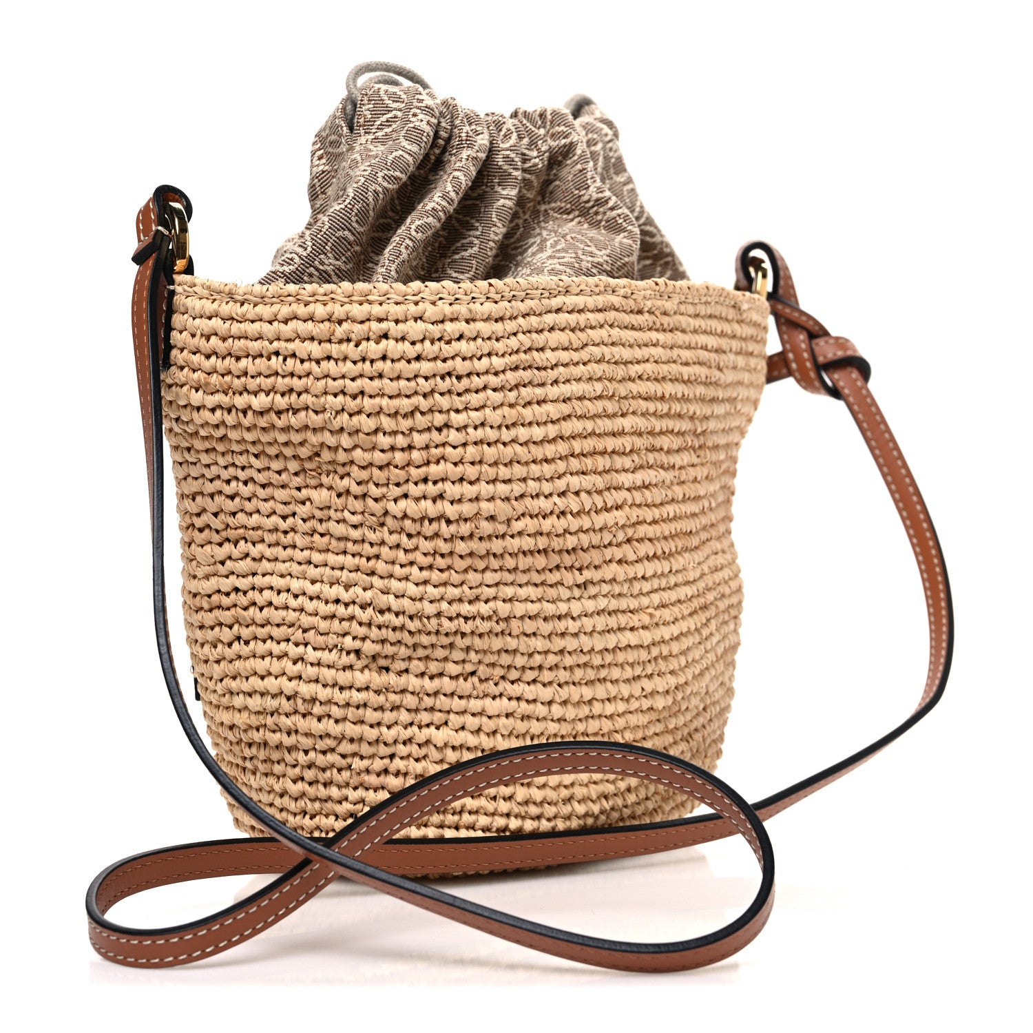 Calfskin Raffia Anagram Paulas Ibiza Pochette Bag Natural Tan