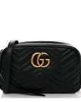 Calfskin Matelasse Small GG Marmont Chain Shoulder Bag Black