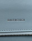 Shiny Calfskin Crocodile Embossed Small Hourglass Top Handle Bag Blue Grey