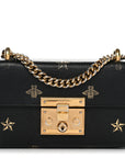 Grained Calfskin Bee Star Small Padlock Shoulder Bag Black