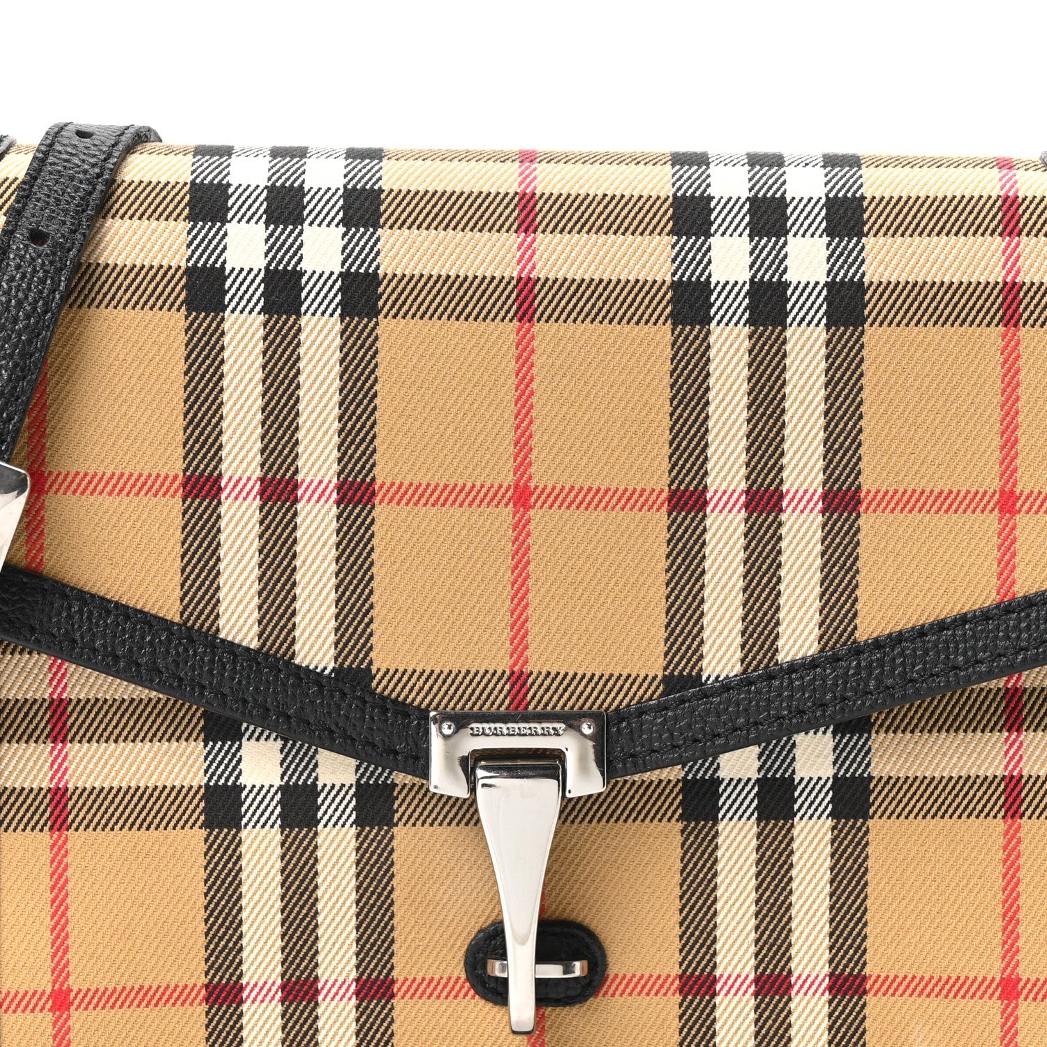 Grainy Calfskin Vintage Check Small Macken Crossbody Bag Black