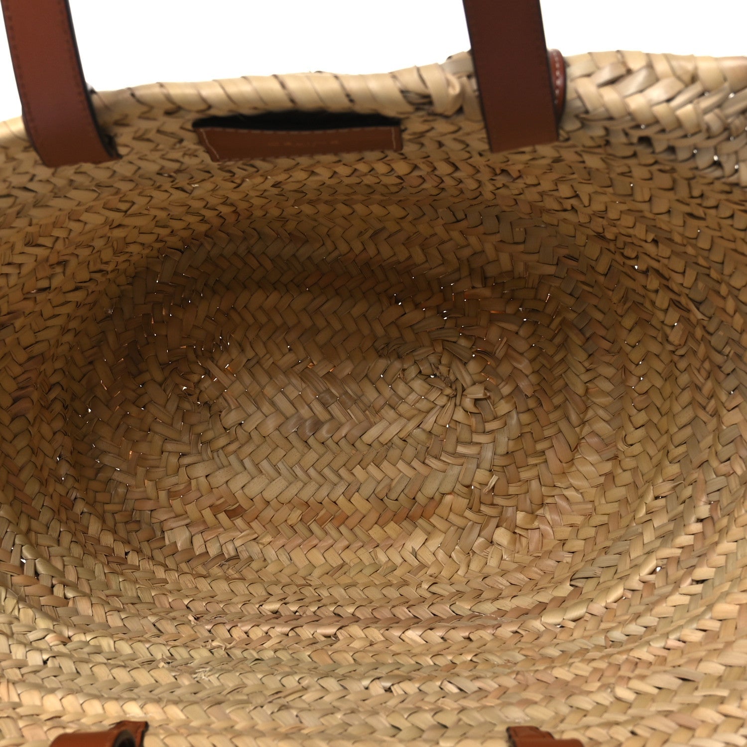 Raffia Calfskin Triomphe Medium Panier Tan