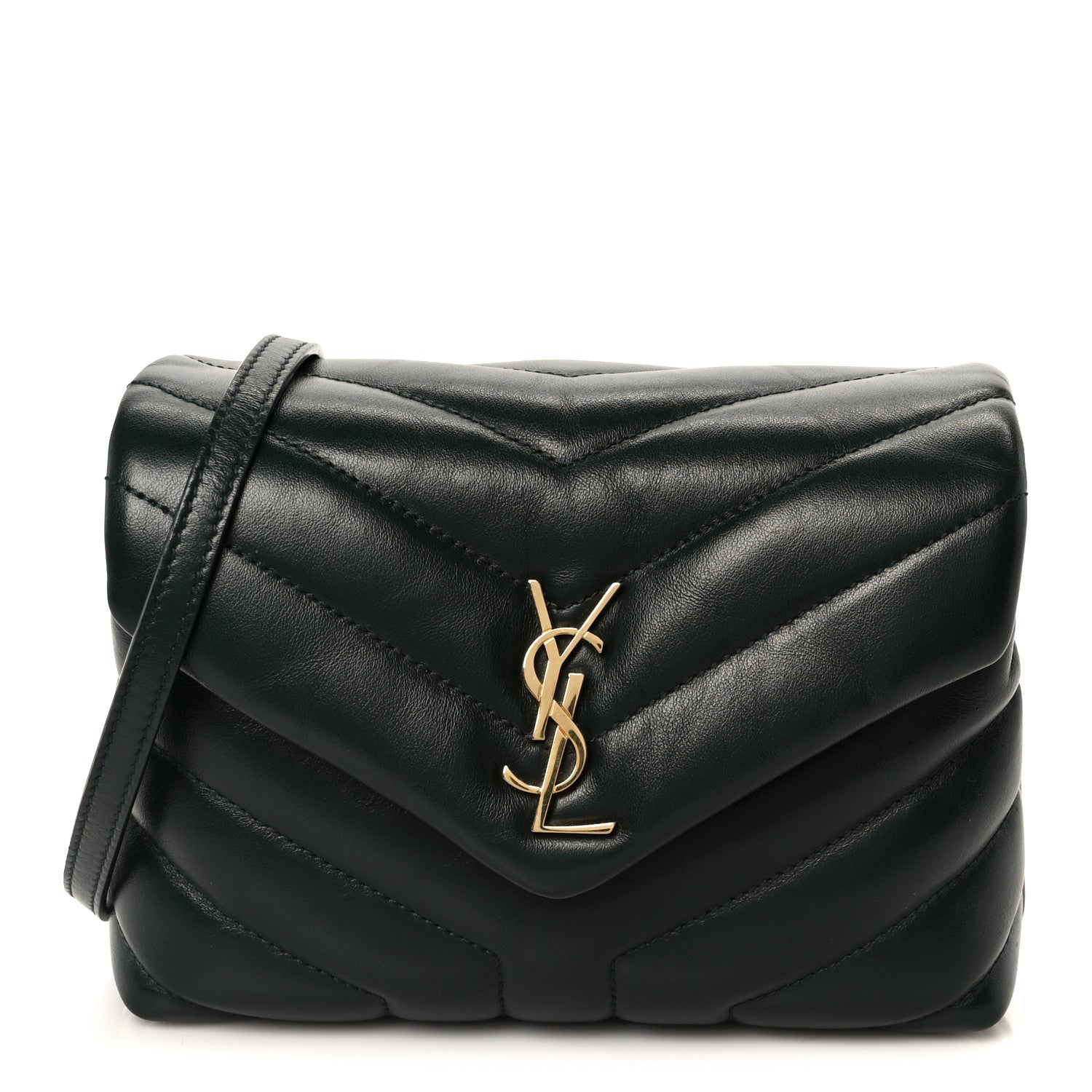 Calfskin Y Quilted Monogram Toy Loulou Crossbody Bag Deep Green