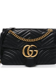 Calfskin Matelasse Medium GG Marmont Shoulder Bag Black
