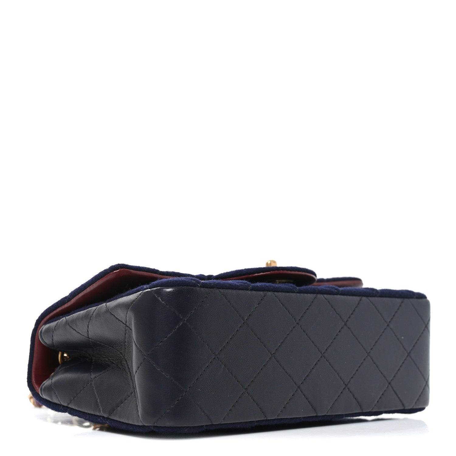 Felt Quilted Paris-Hamburg Charms Mini Rectangular Flap Black Dark Navy