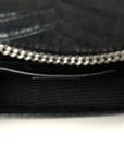Calfskin Crocodile Embossed Medium Classic Monogram Kate Tassel Satchel Black